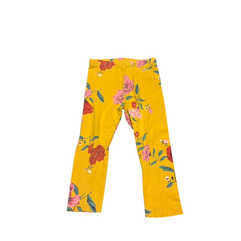 Old Navy Girls 2T Leggings Yellow Floral Flower Print Stretch Pants